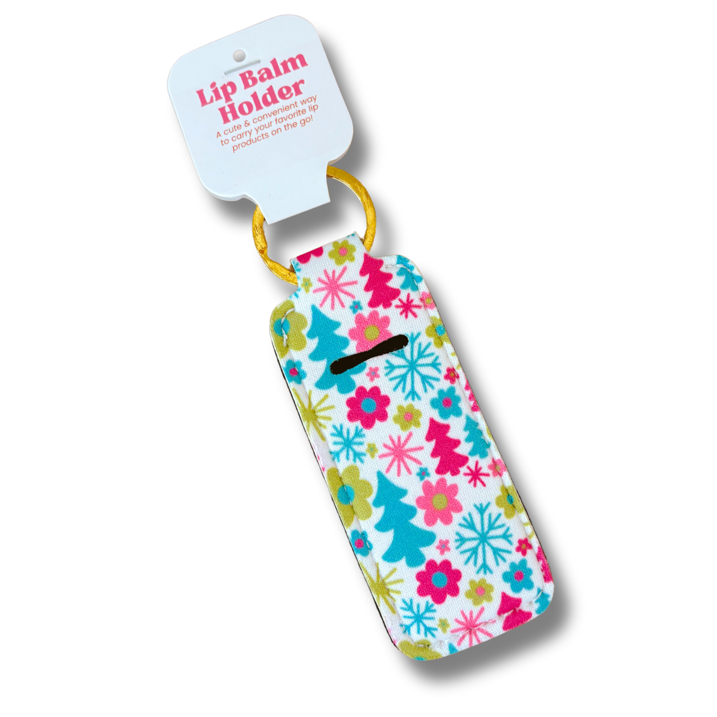 Lip Balm Keychain Holder - 1960s Christmas