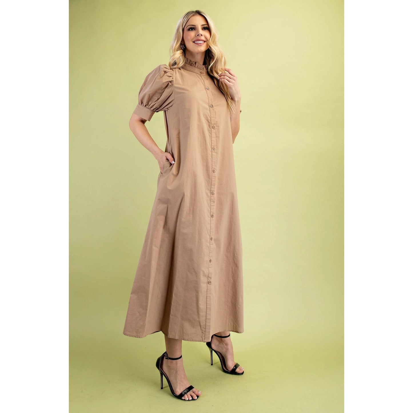 Ruffled Collar Midi Dress