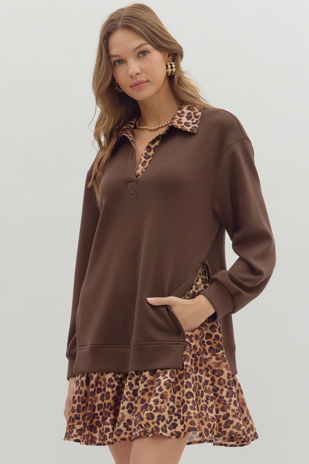 Leopard Twofer Mini Dress