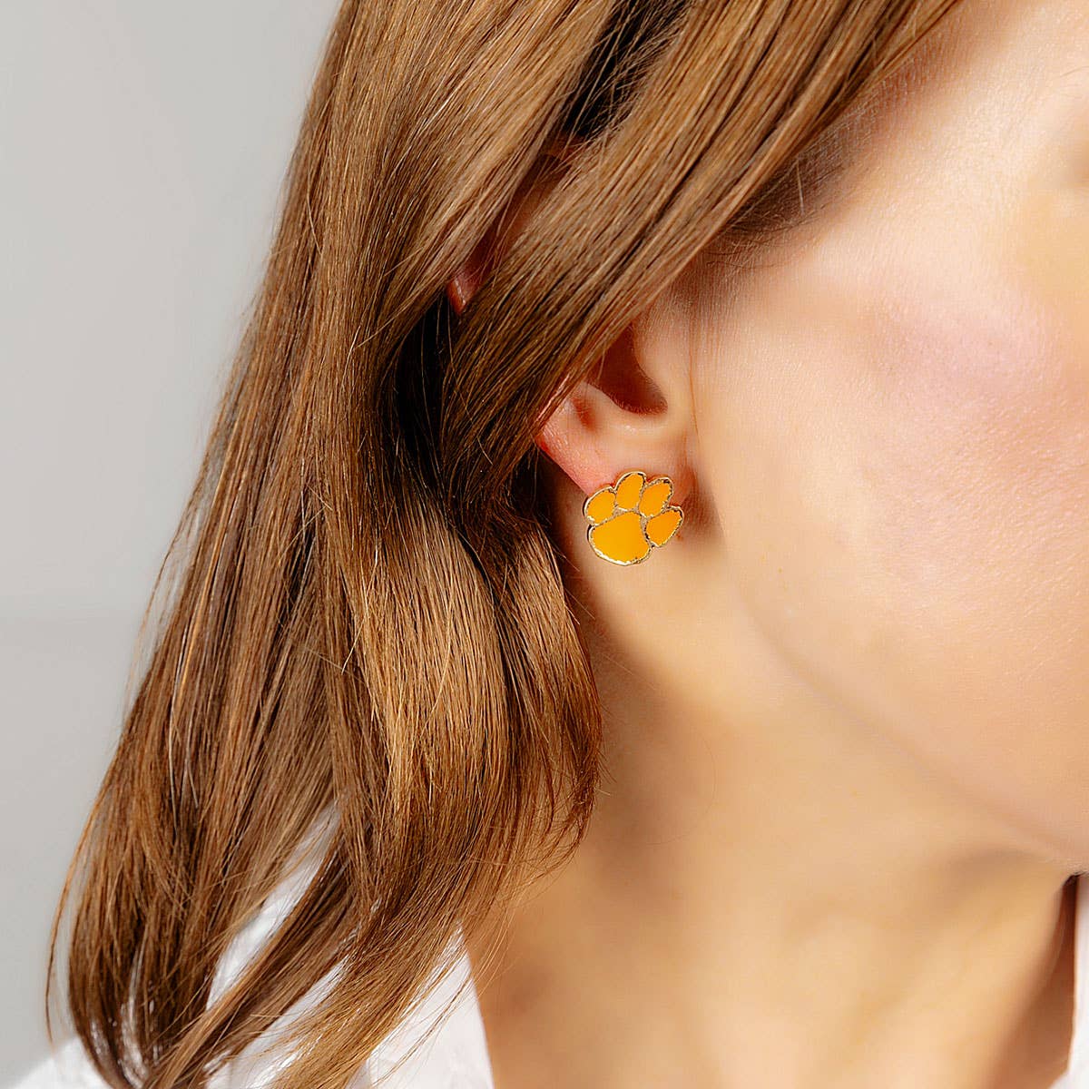 Clemson Tigers Enamel Stud Earrings in Orange