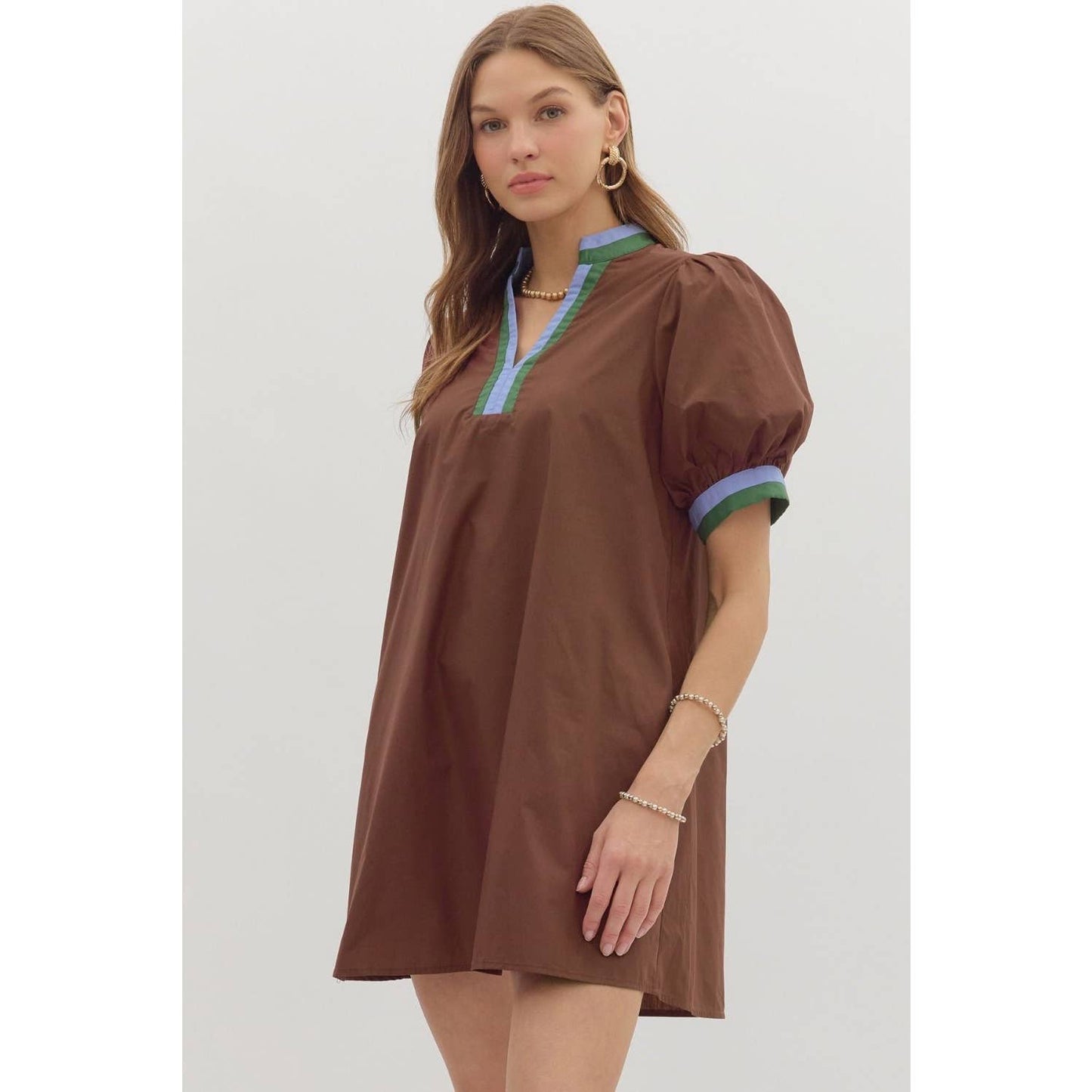 Solid Short Sleeve Pullover Mini Dress