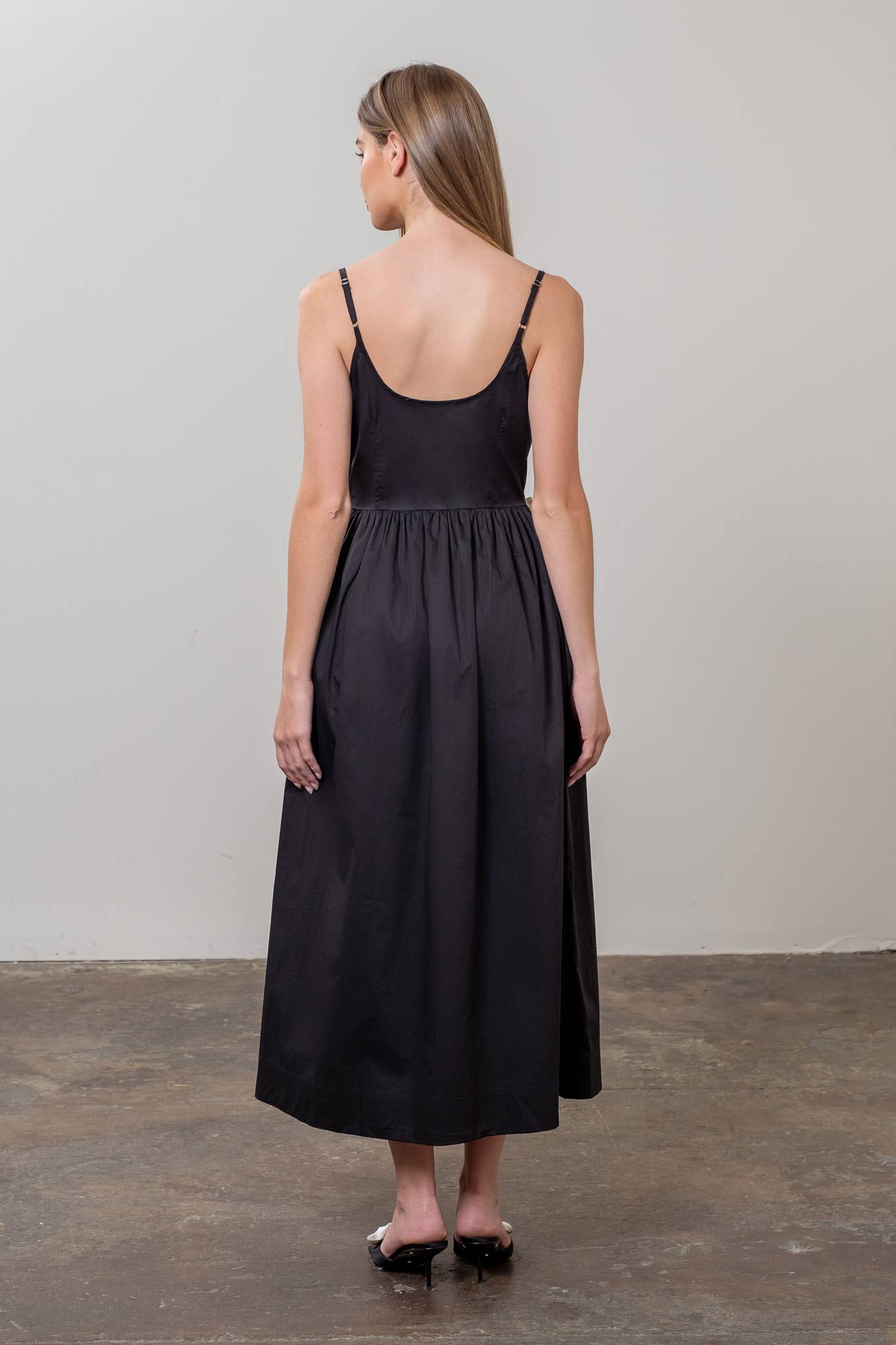 Square Neck Ribbon Maxi Dress