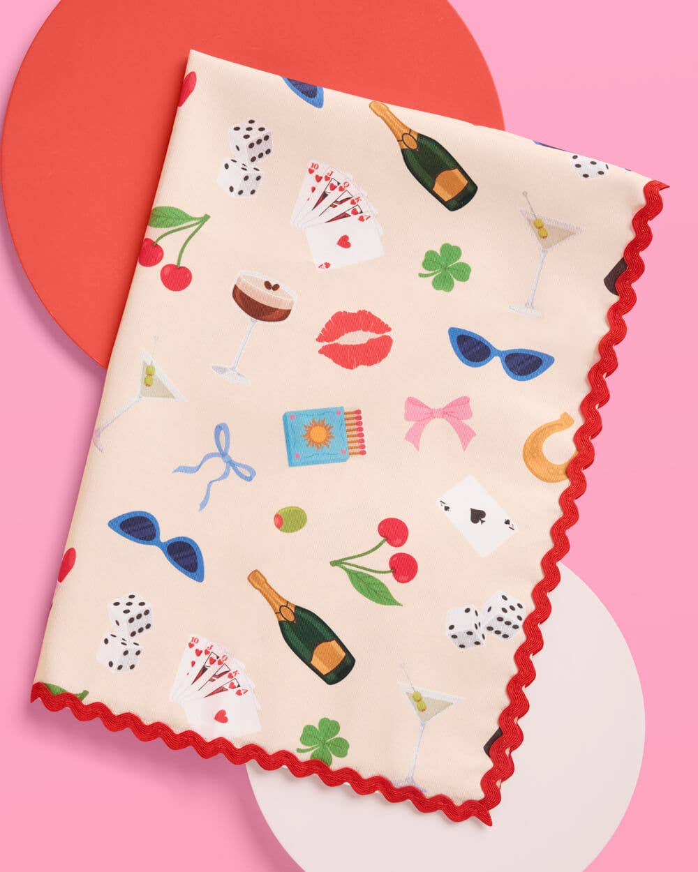 Cute Girl Tea Towel - cherry & martini - cotton