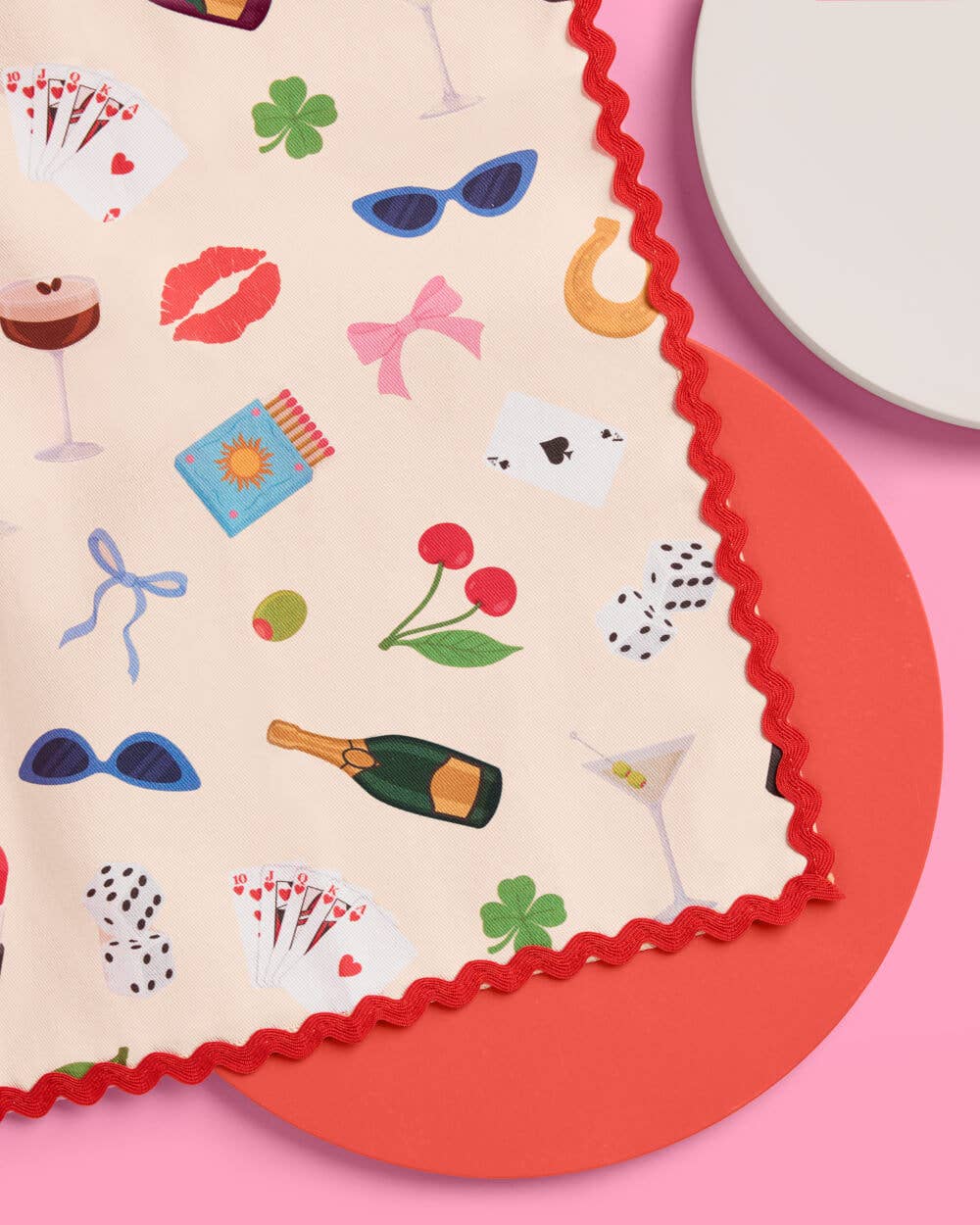 Cute Girl Tea Towel - cherry & martini - cotton