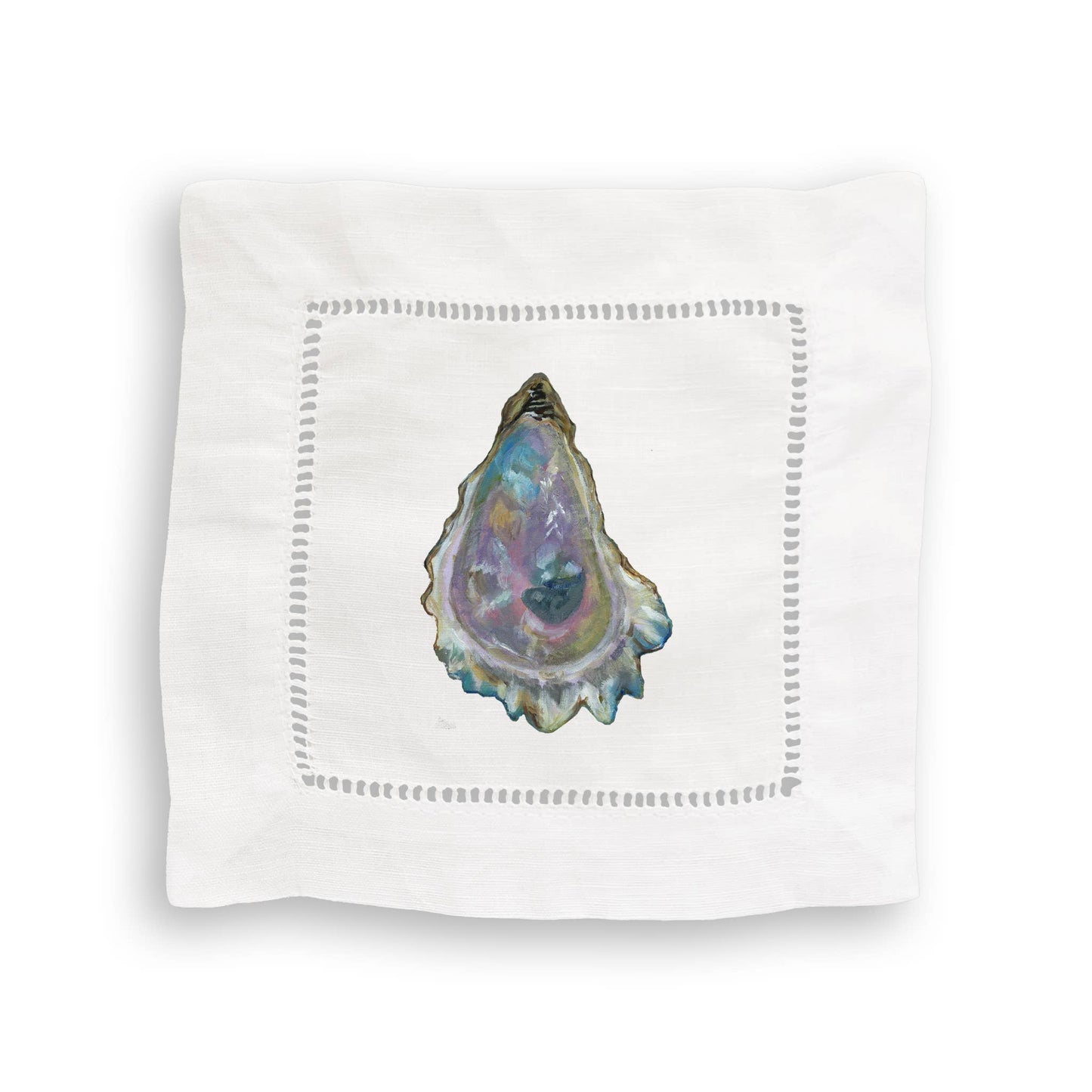 Colorful Oysters Mixed Linen Cocktail Napkin Set