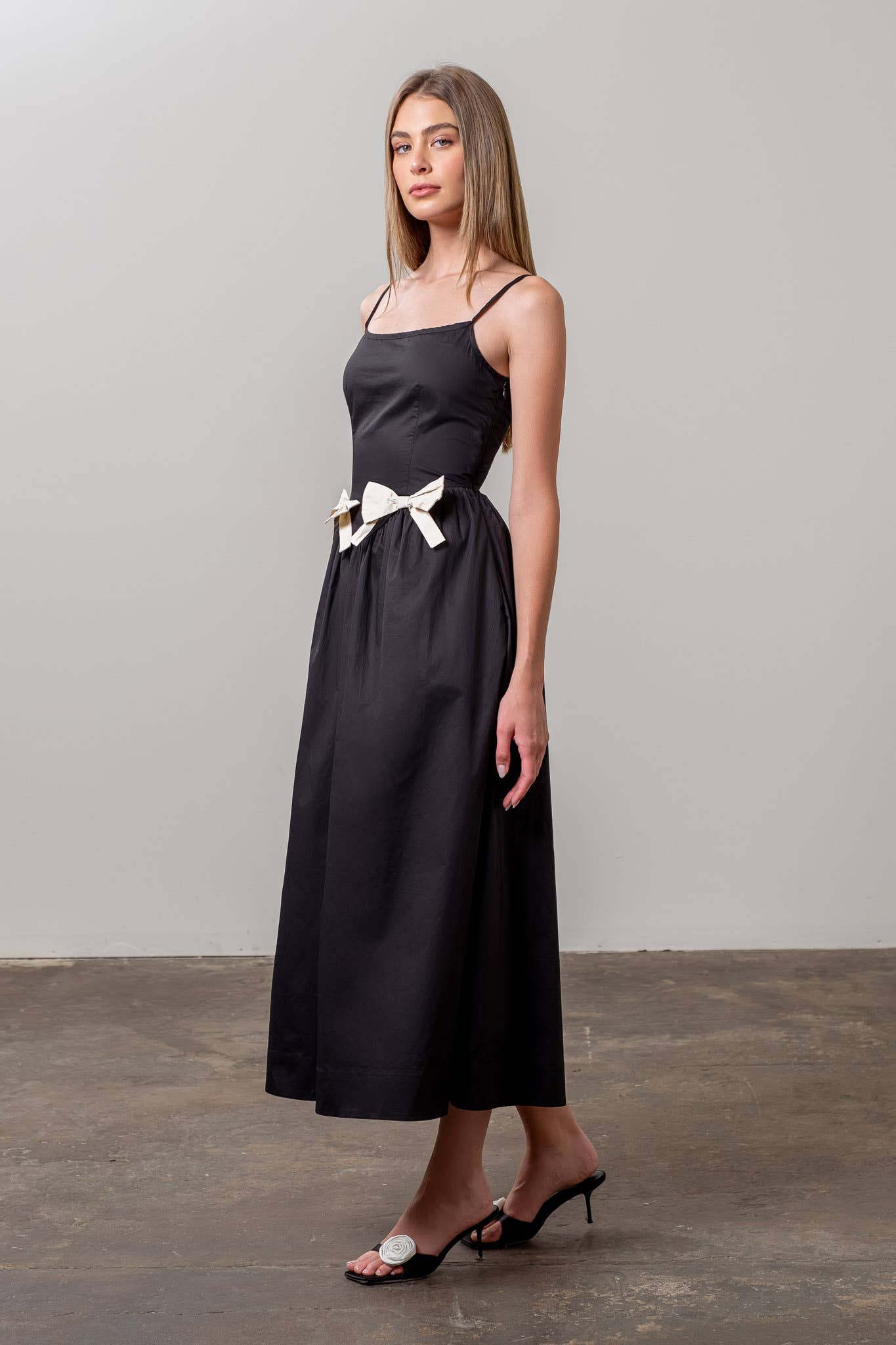 Square Neck Ribbon Maxi Dress