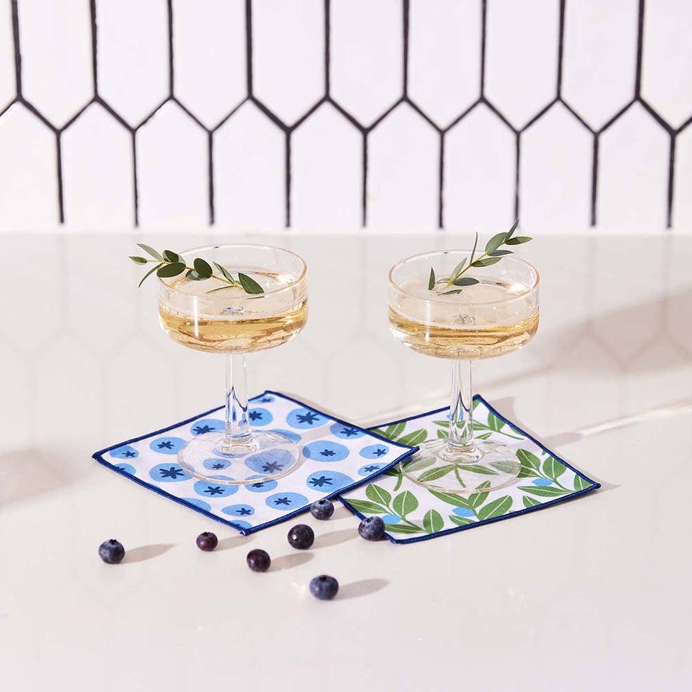 BLUEBERRY MEDLEY Reusable Eco Cocktail Napkins, set of 8