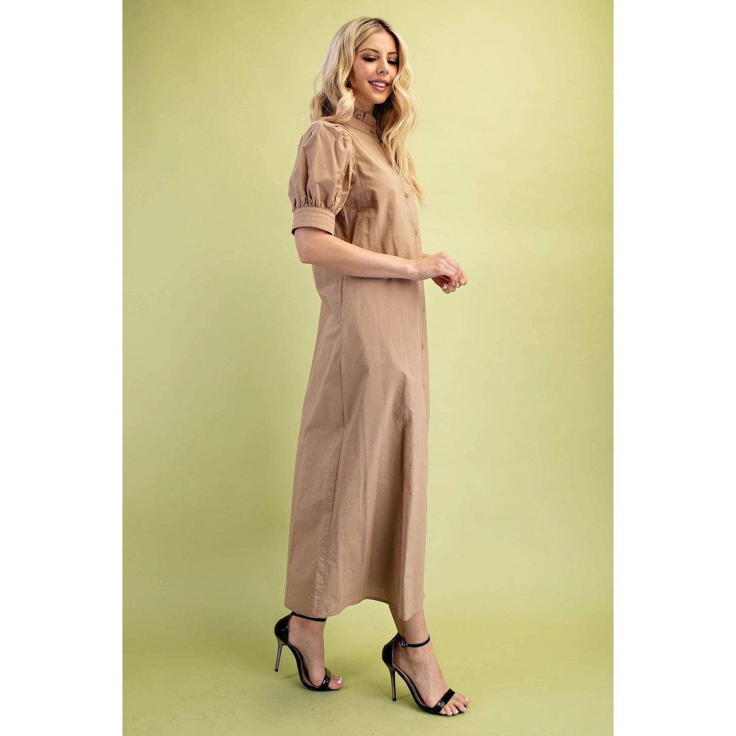Ruffled Collar Midi Dress