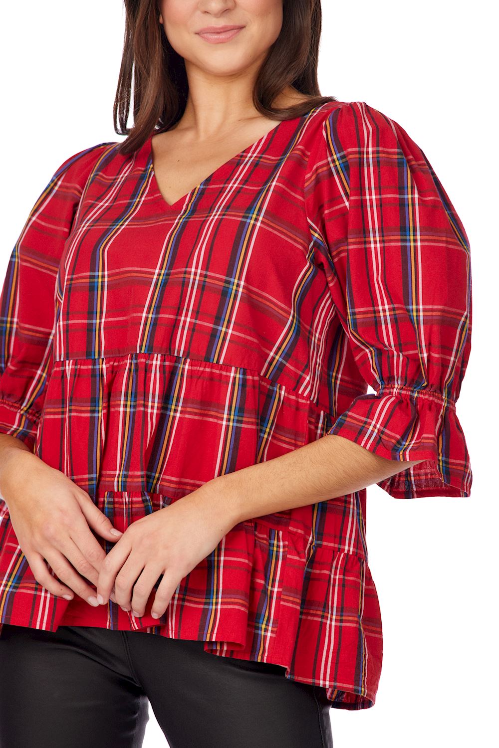 Red Ashford Plaid Top