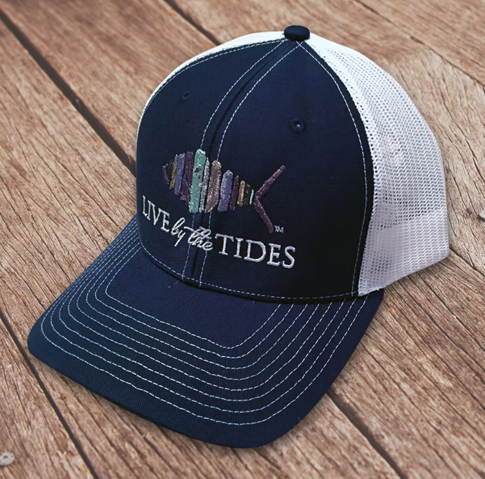 Live By The Tides Navy and White Trucker Cap