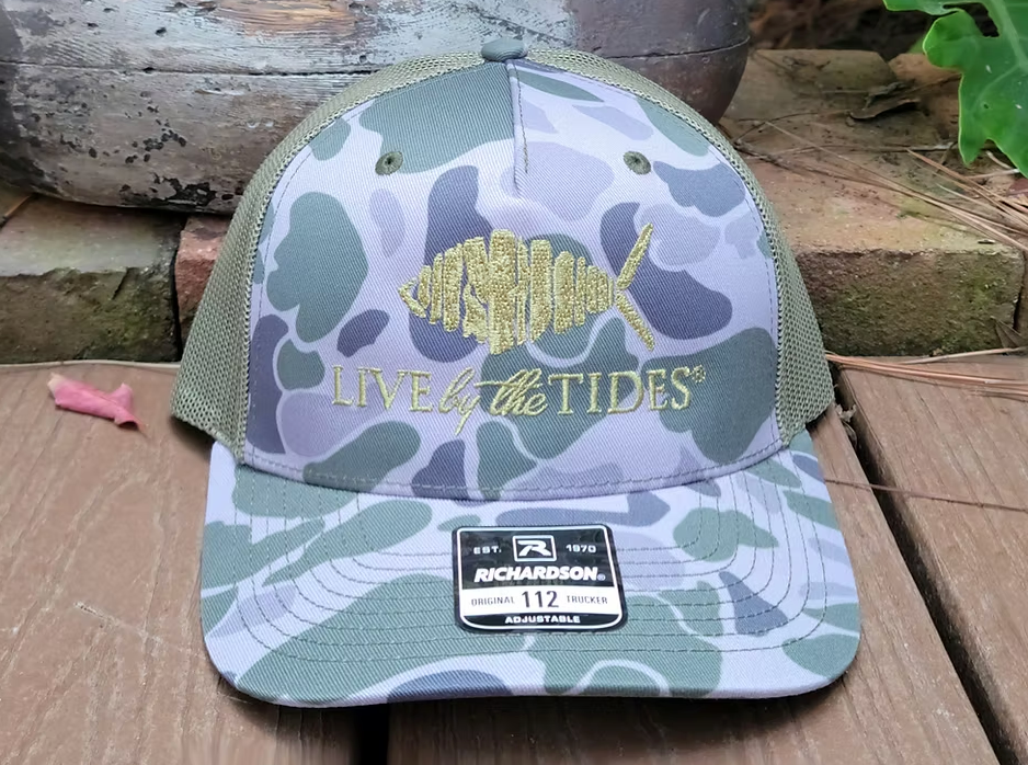 Live By The Tides Camo Trucker Cap