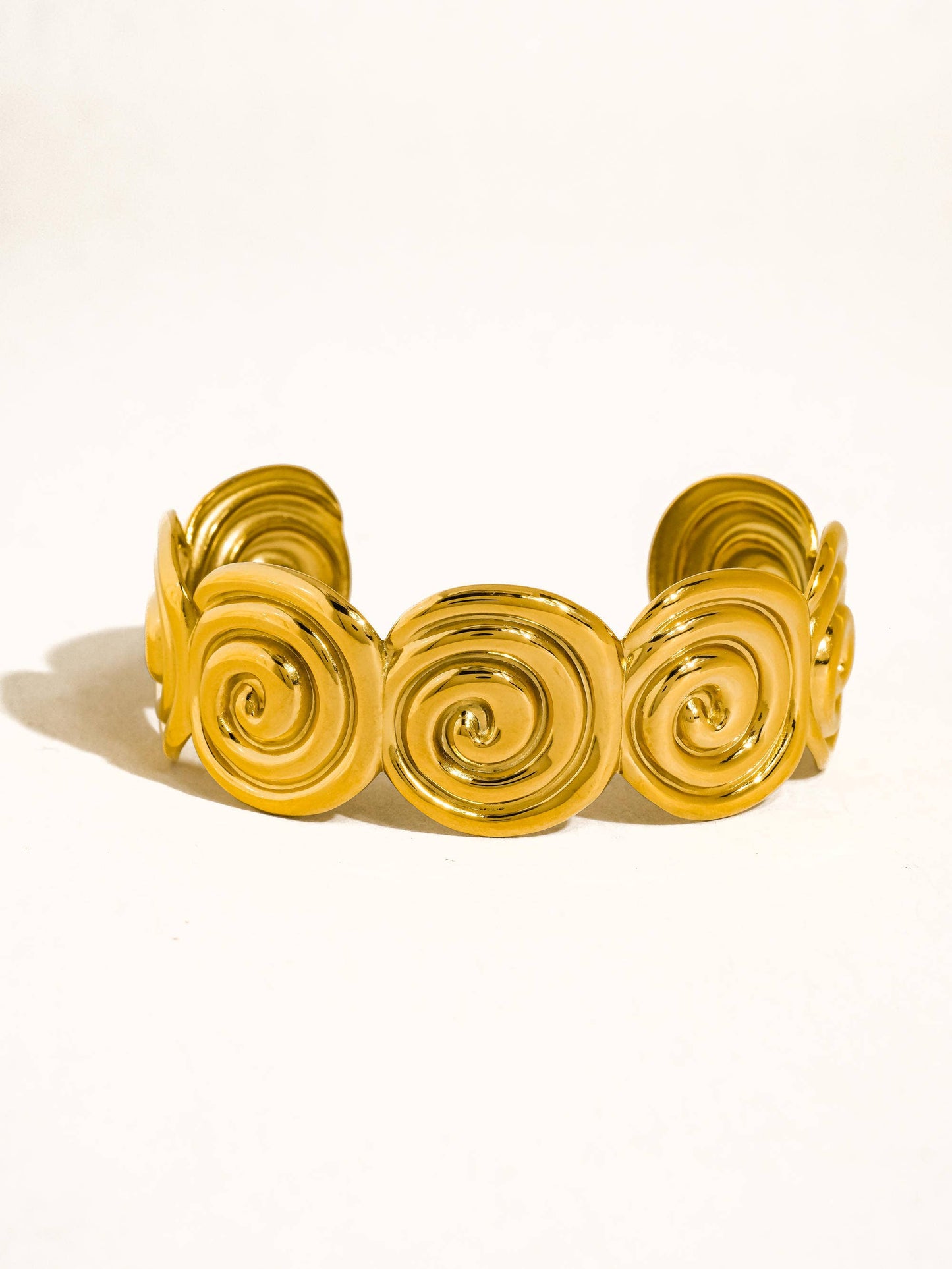 Kaelen 18K Gold Non-Tarnish Spiral Design Cuff Bracelet