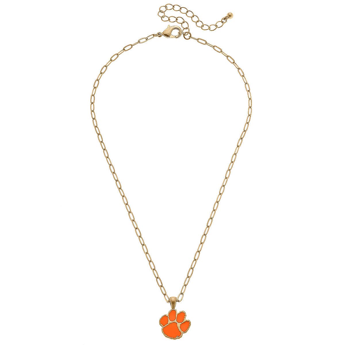 Clemson Tigers Enamel Pendant Necklace in Orange