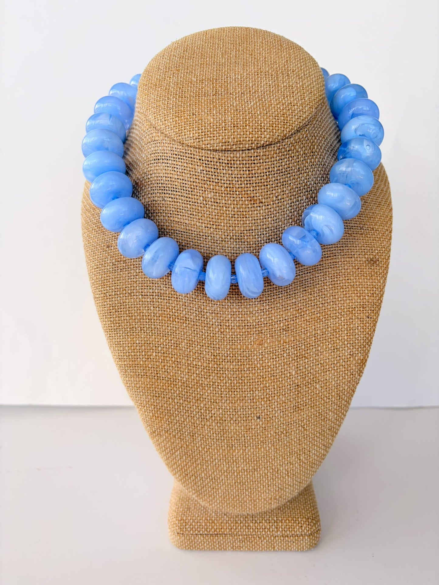 The Rory — Light Blue Large Rondelle Beaded Necklace
