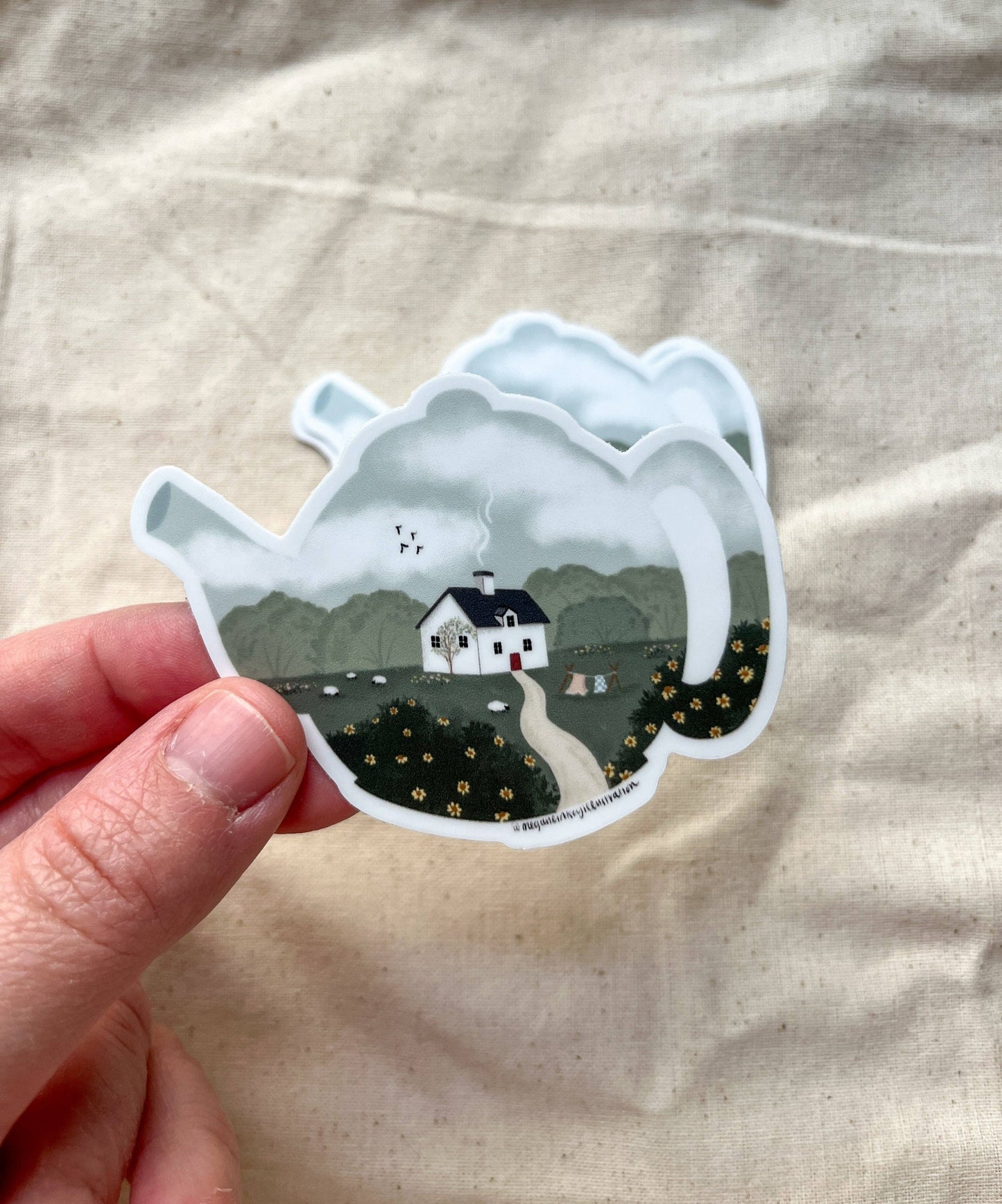 Teapot Cottage Sticker