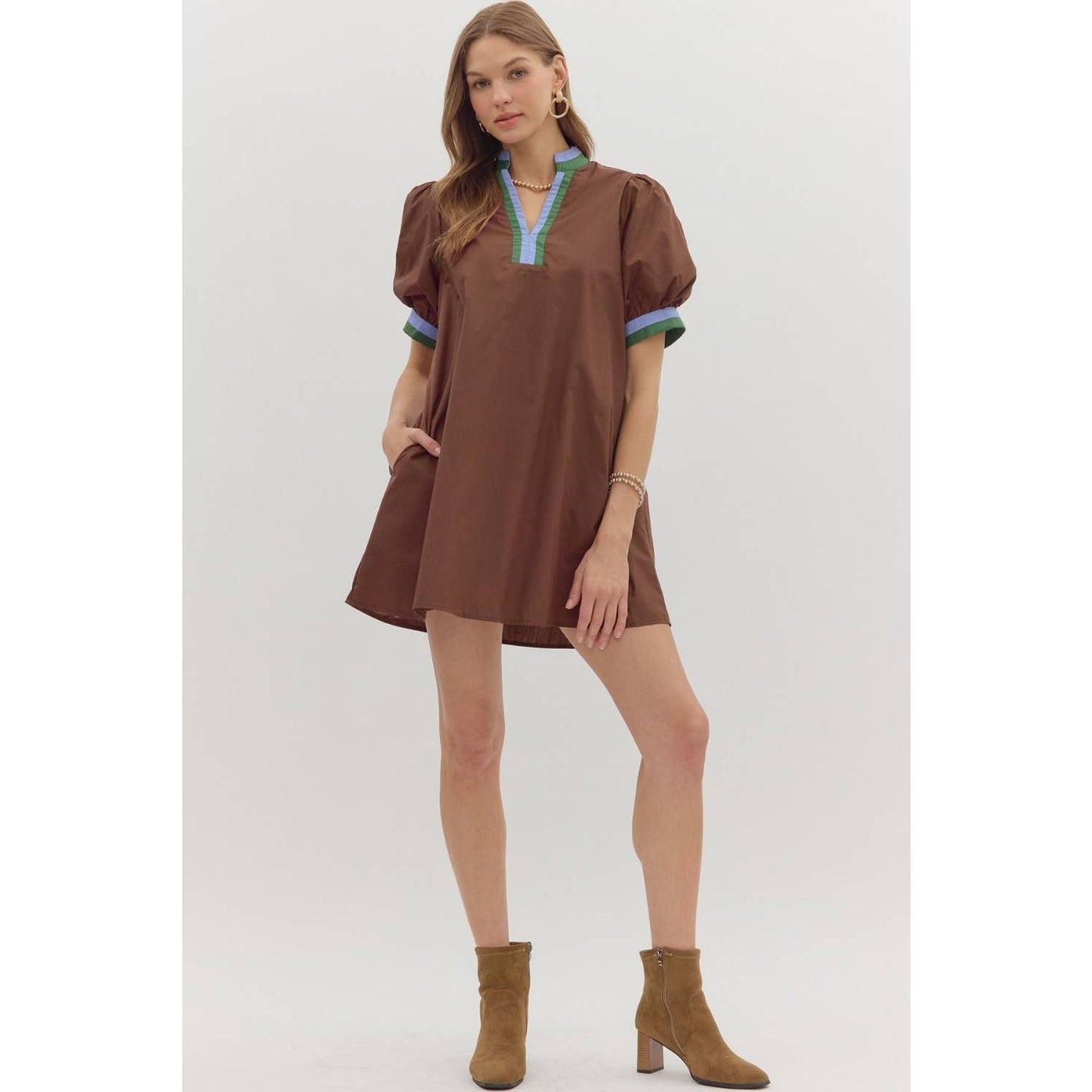 Solid Short Sleeve Pullover Mini Dress