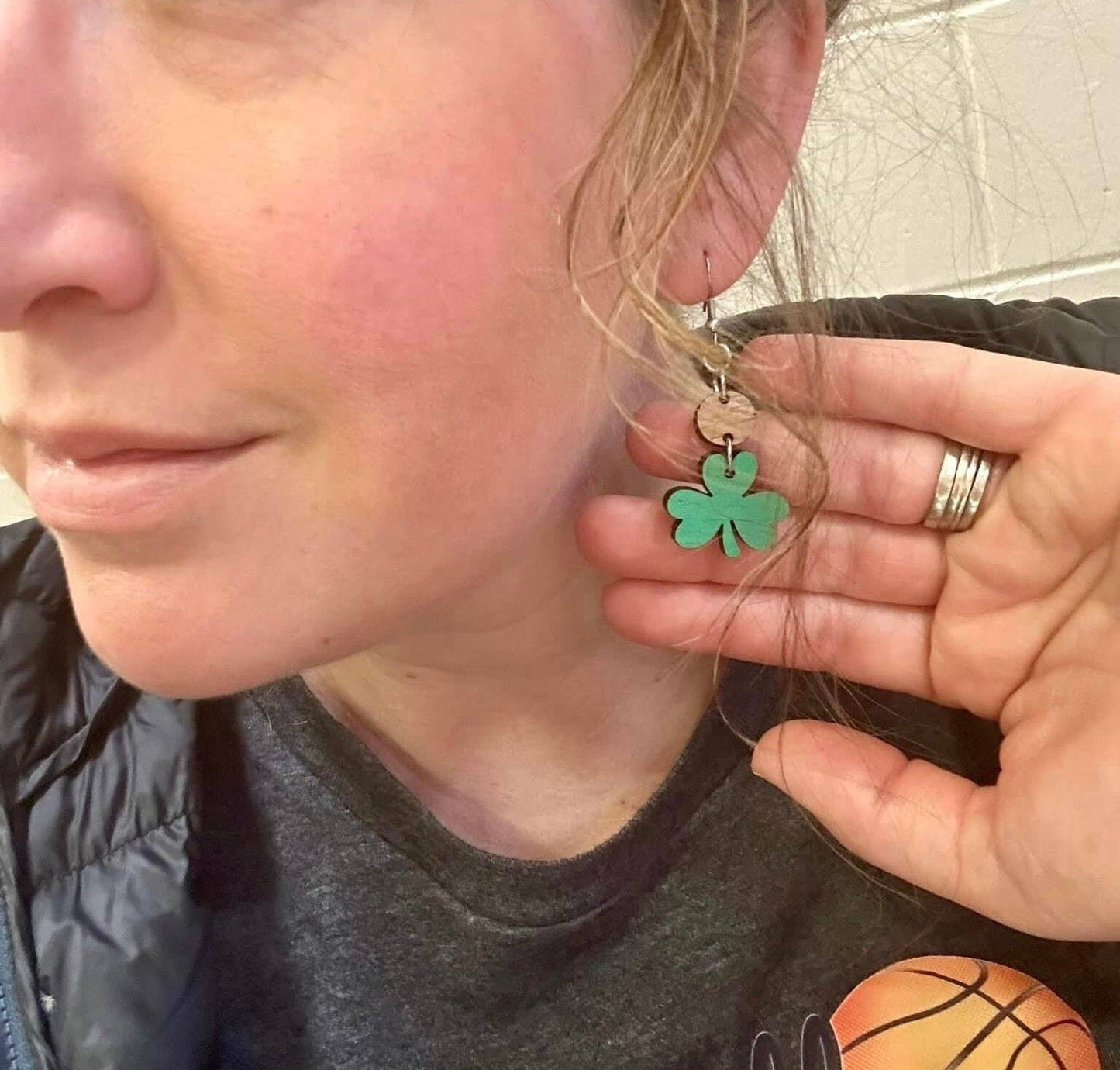 Kentucky Bourbon Barrel Shamrock Dangle Earrings