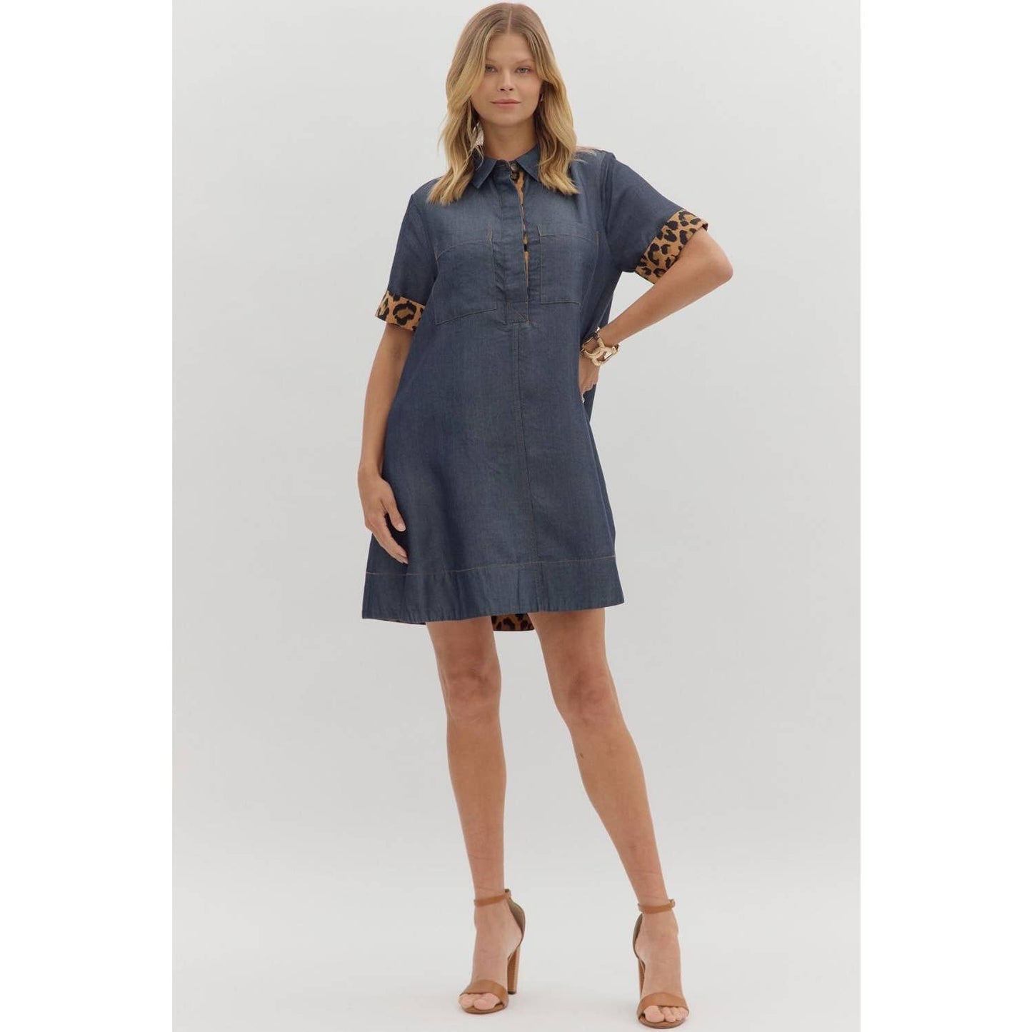 Chambray Collar Mini Dress