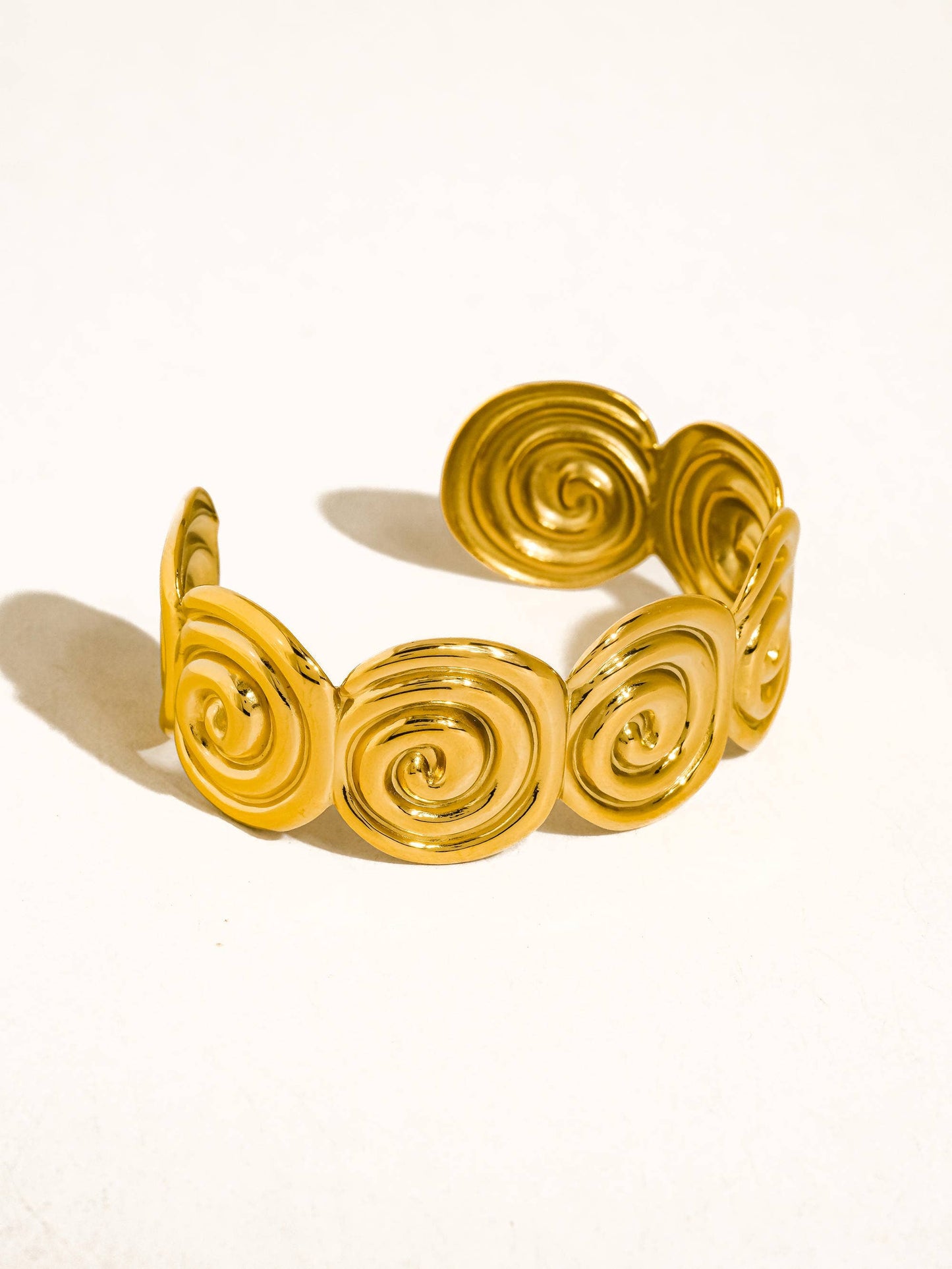Kaelen 18K Gold Non-Tarnish Spiral Design Cuff Bracelet