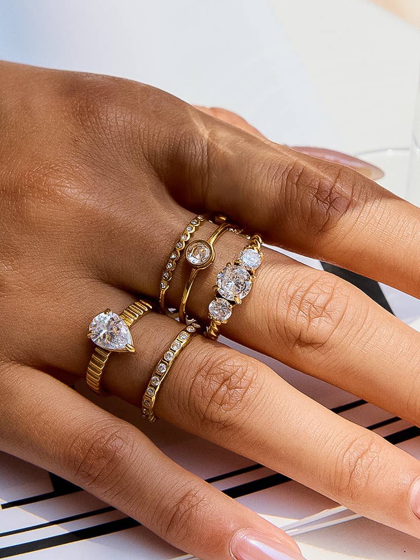 Flair 18K Gold Non-Tarnish Thin CZ Band
