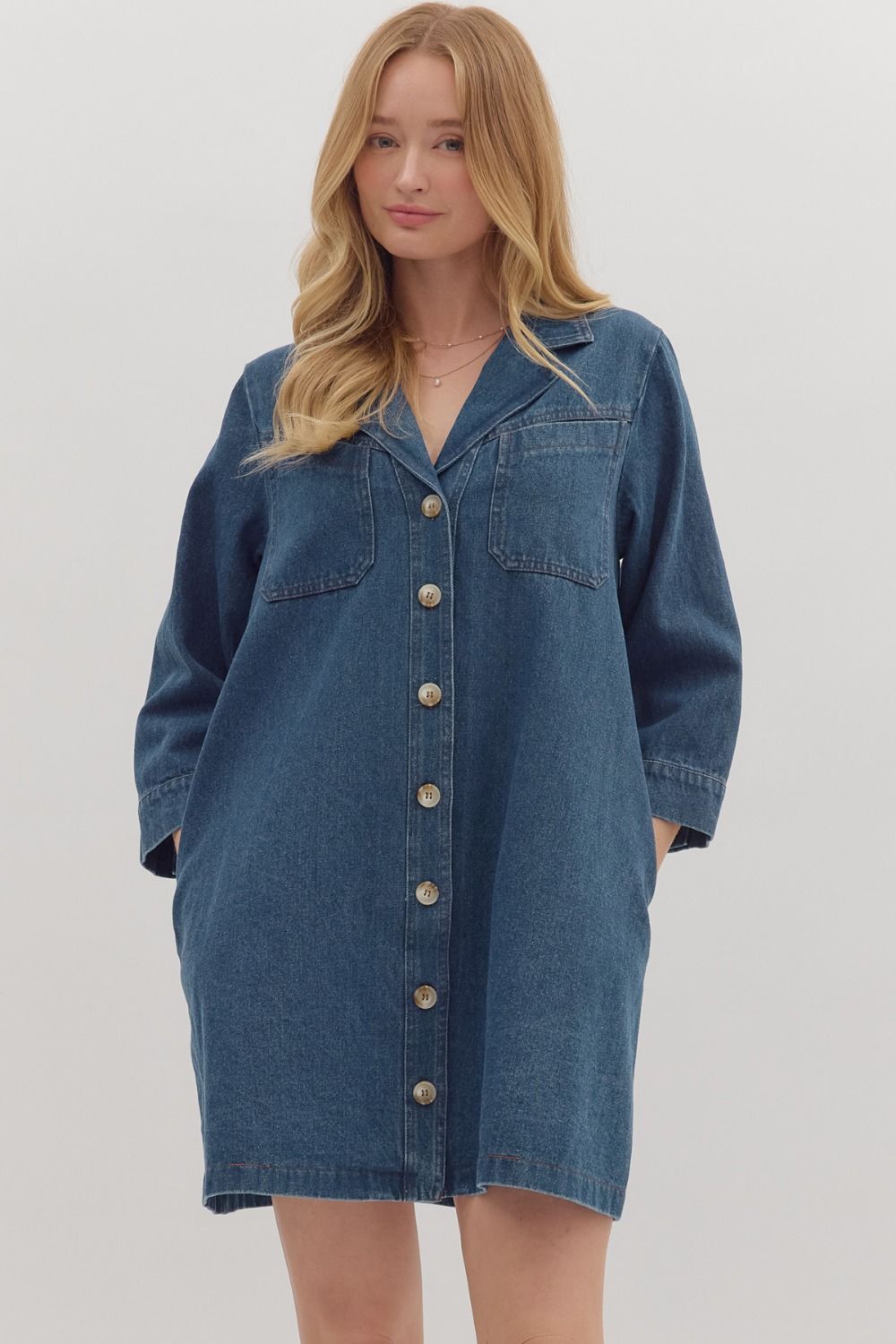 Dark Denim Button Dress