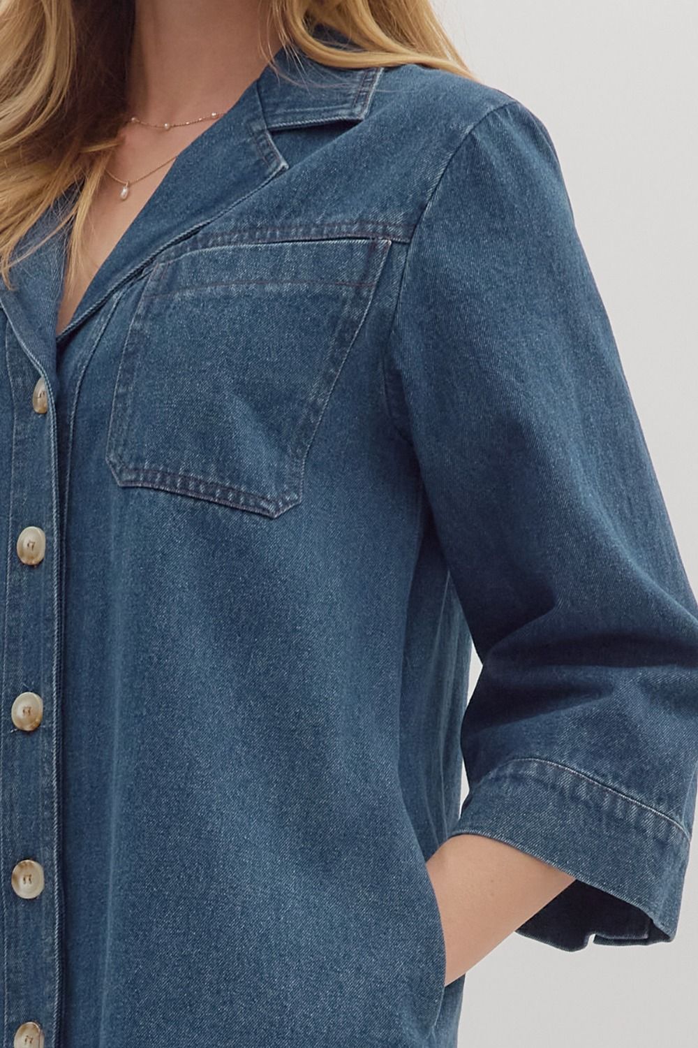 Dark Denim Button Dress