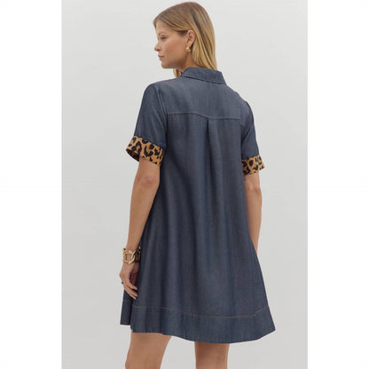 Chambray Collar Mini Dress
