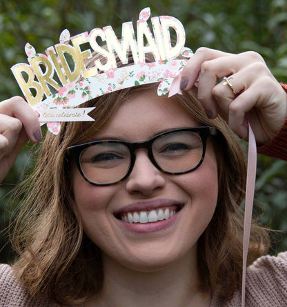 Bridesmaid Wearable Paper Crown with Ribbon