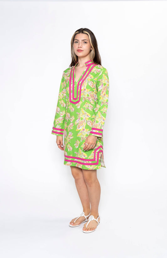 Playing Koi Long Sleeve Cabana Dress