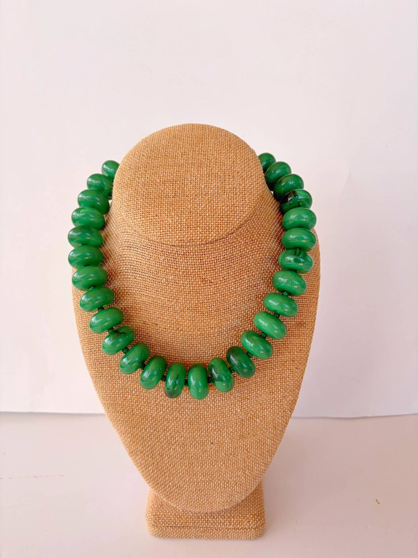 The Rory — Emerald Green Large Rondelle Beaded Necklace