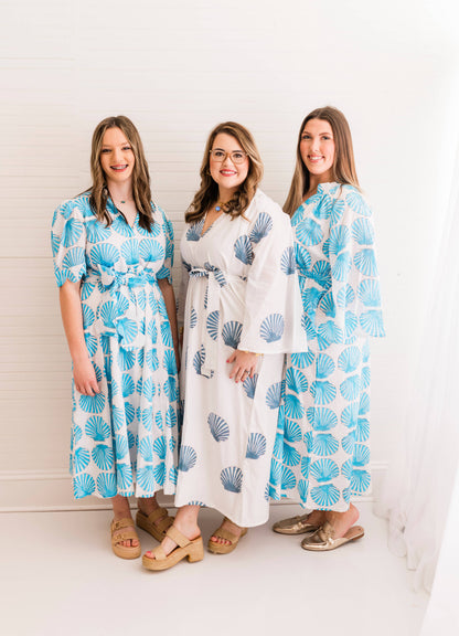 Sanibel Aqua Shell Grace Scalloped Dress