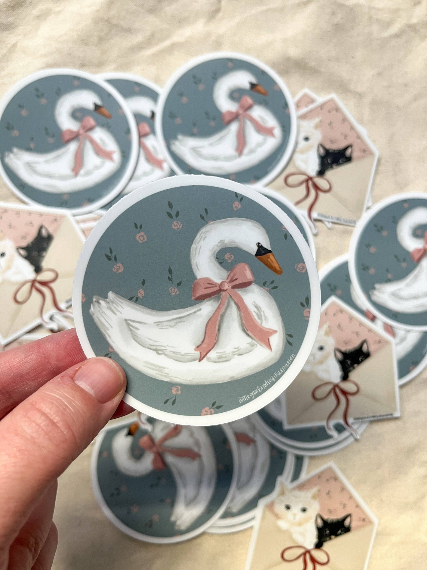 Vintage Swan Sticker