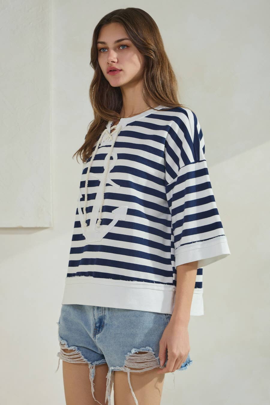 Marine Striped French Terry Pullover