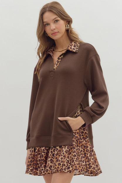 Leopard Twofer Mini Dress