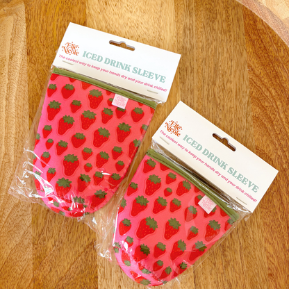 Coffee Cup Cover - Strawberry Field - Iced Drink Sleeve