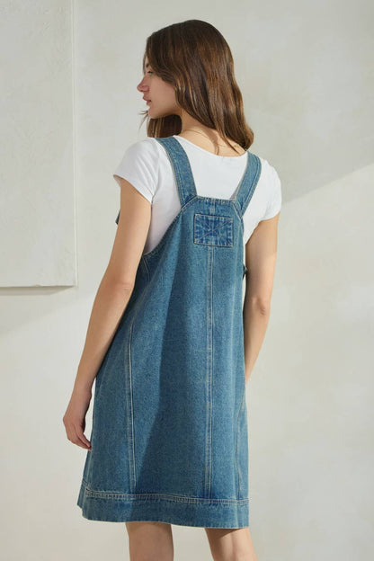 Washed Denim Overall Mini Dress – The Indigo Cottage