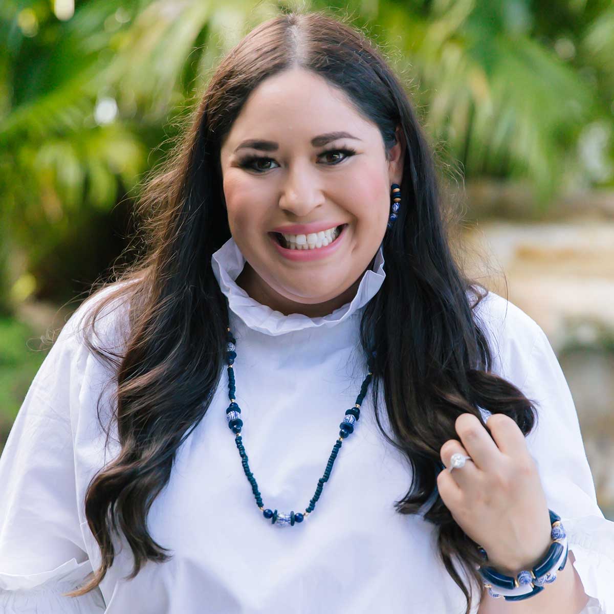 Savoy Chinoiserie & Painted Wood Necklace in Navy