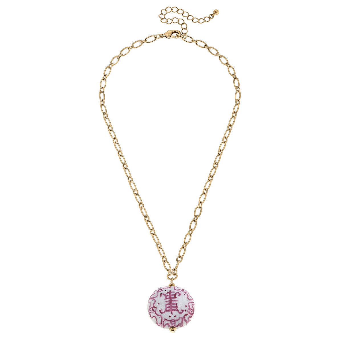 Francesca Chinoiserie Necklace in Pink & White