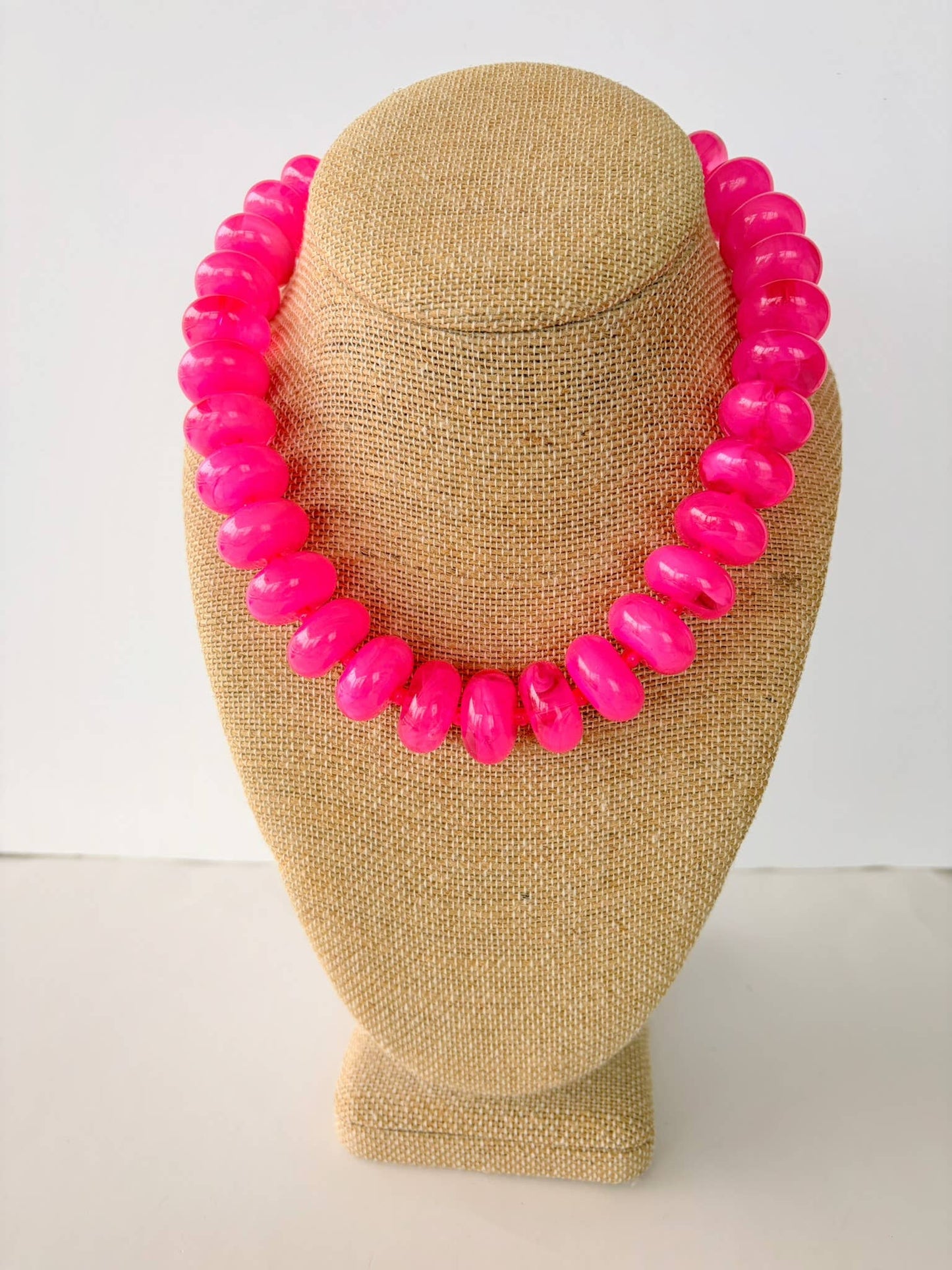 The Rory — Hot Pink Rondelle Beaded Necklace