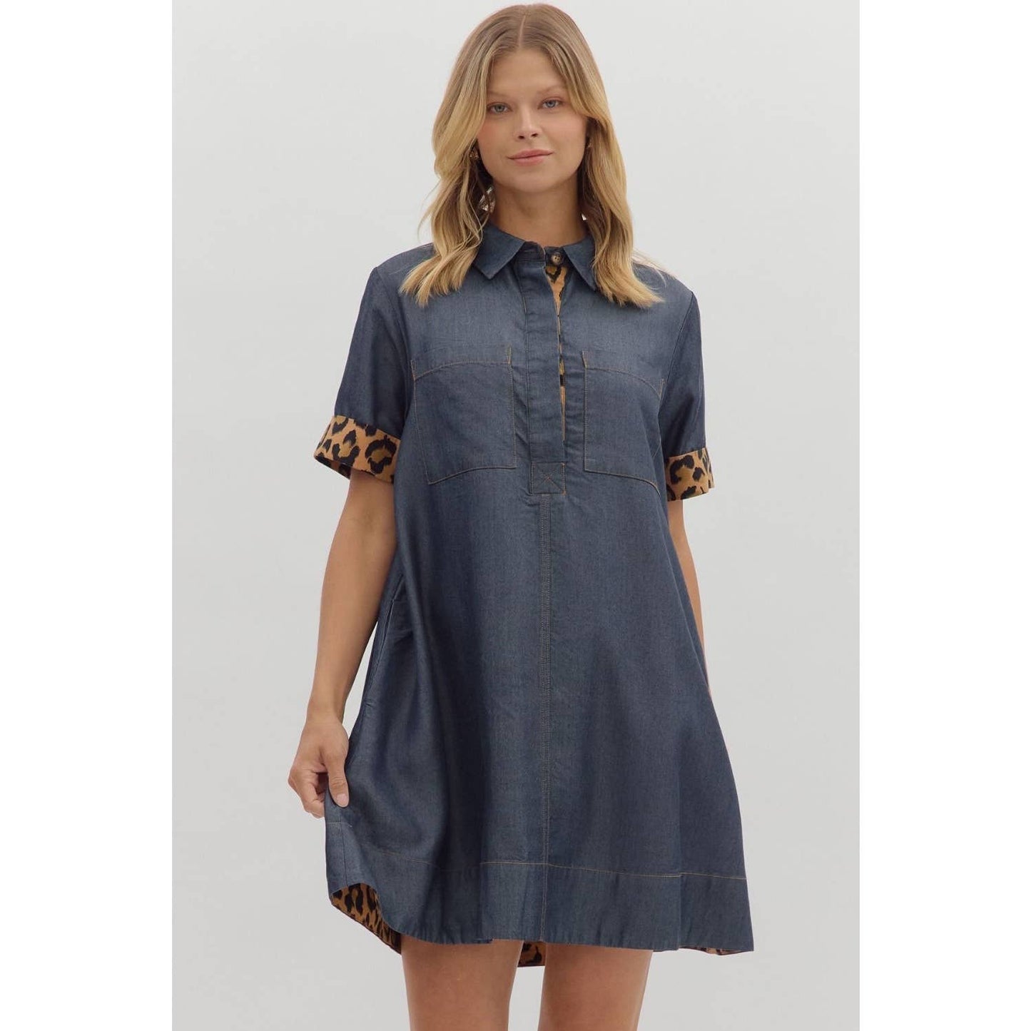 Chambray Collar Mini Dress