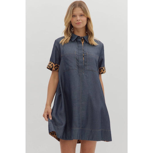 Chambray Collar Mini Dress