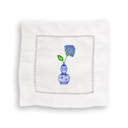 Hydrangea Vases Mixed Linen Cocktail Napkin Set