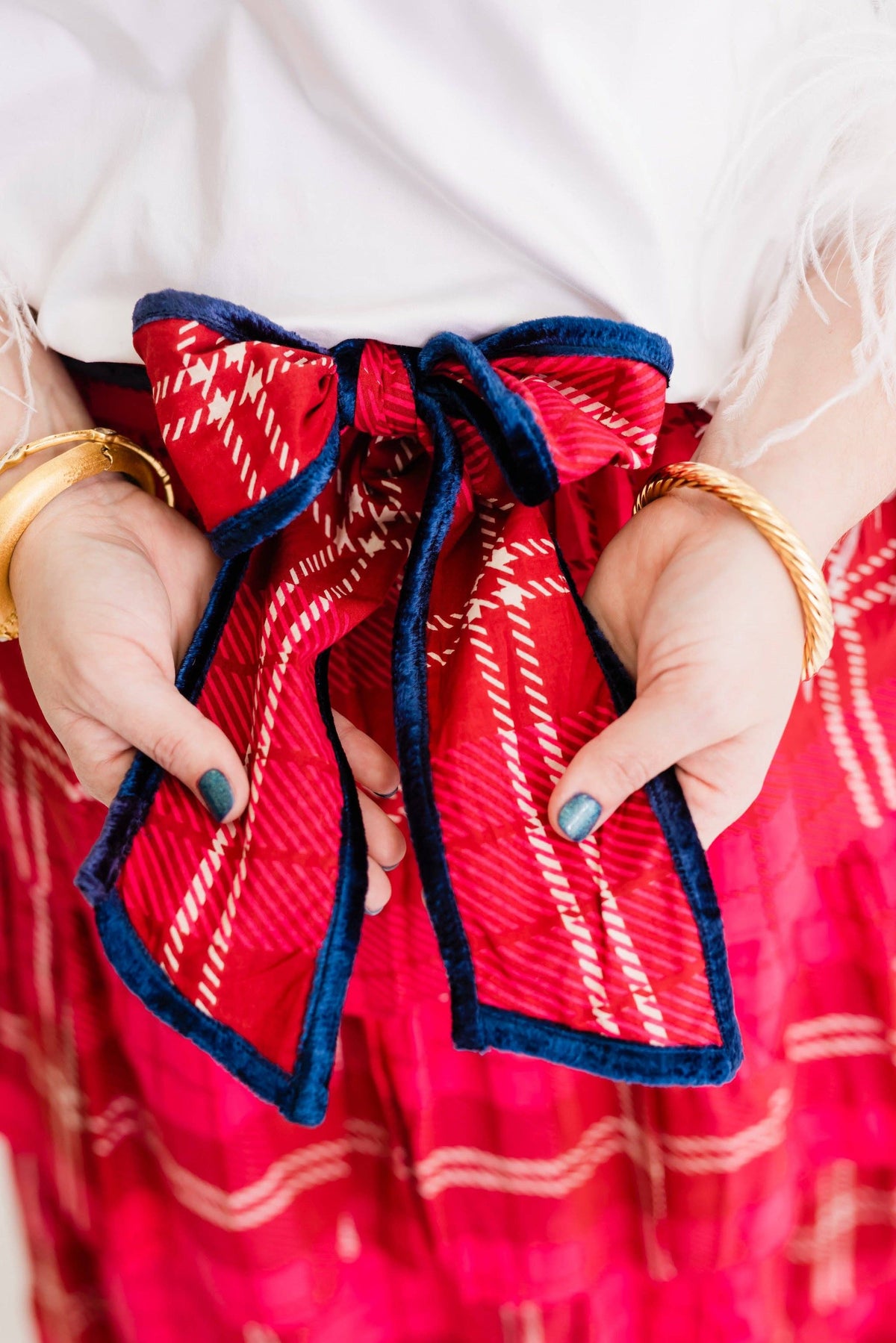 Estate Tartan | Cardinal Ruffle Cascade Maxi Skirt