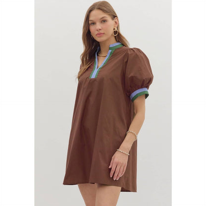 Solid Short Sleeve Pullover Mini Dress