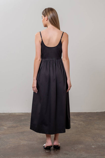 Square Neck Ribbon Maxi Dress