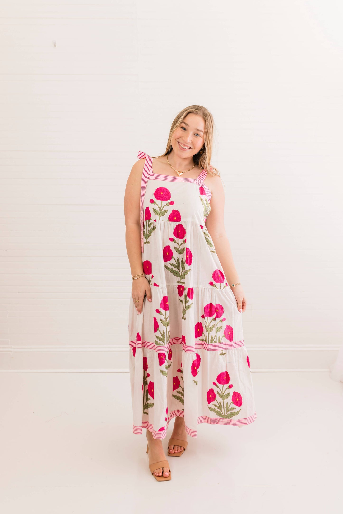 Pink Mughal Bow Maxi Dress