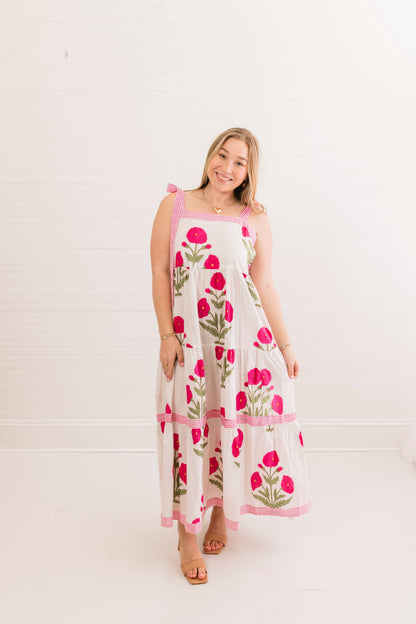Pink Mughal Bow Maxi Dress
