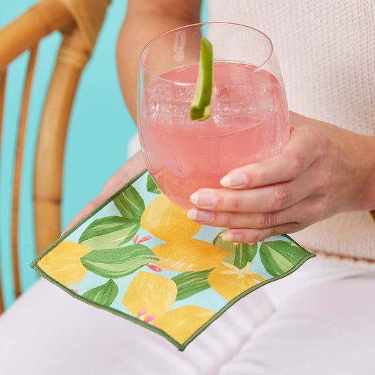 LEMON BLOSSOMS Reusable Eco Cocktail Napkins, set of 8