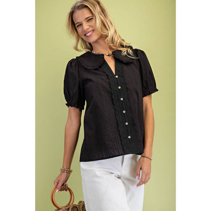 Peter Pan Collar Puff Sleeve Blouse