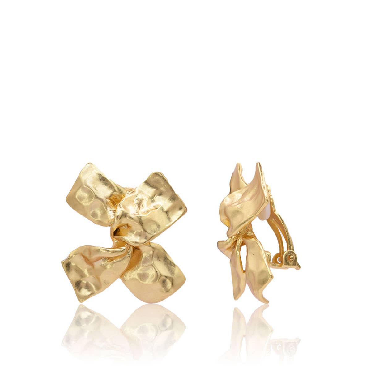Elegant Twisted Bow Clip-On Earrings - 24K Gold Plated